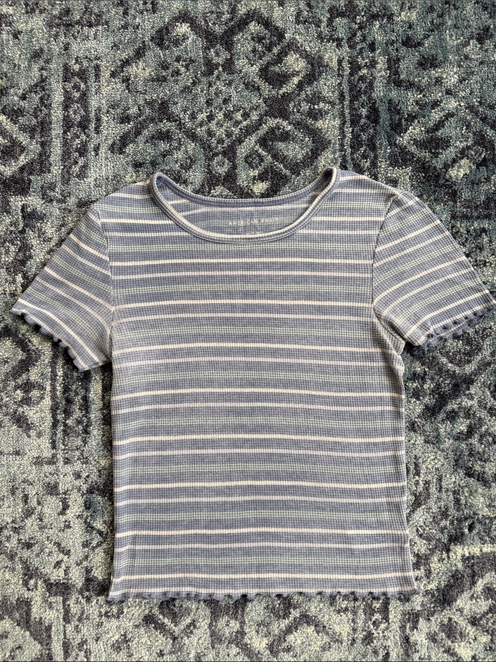 American Eagle Striped Knit Tee- Blue - Picture 1 of 3